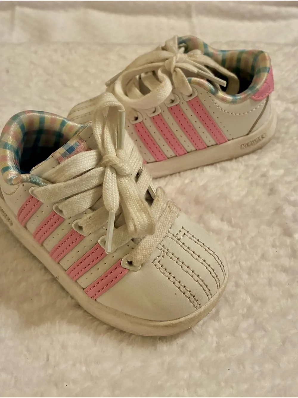 K-Swiss Toddler Baby Classic Sneakers Pink & White Lace-Up Leather Size 5